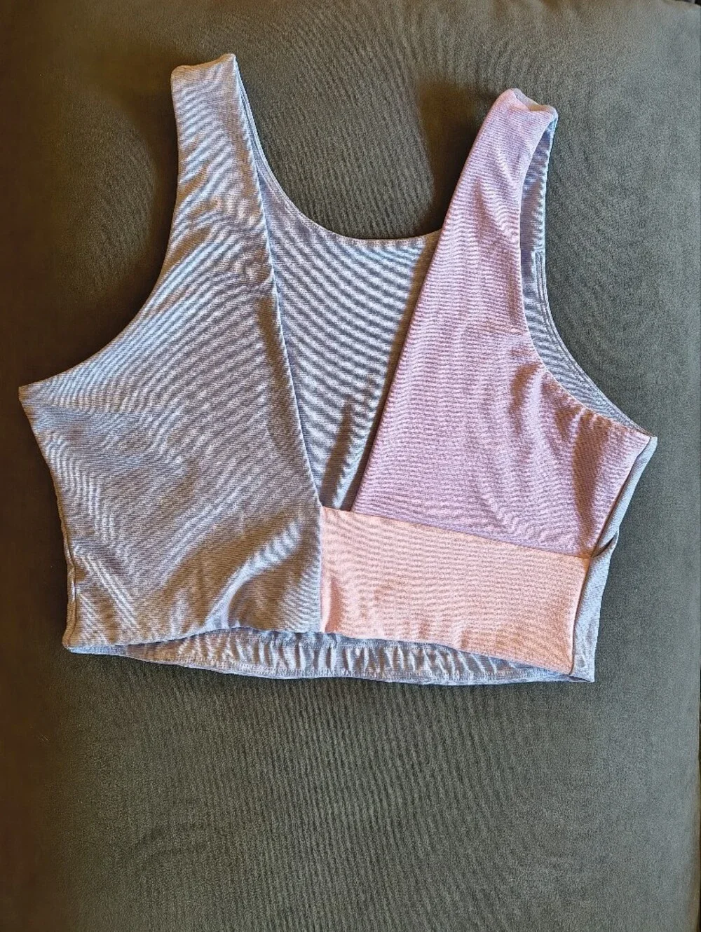 Venus Outdoor Voices Colorblock Athletic Crop Top in Pastel Blue, Lilac & Pink - Picture 4 of 4